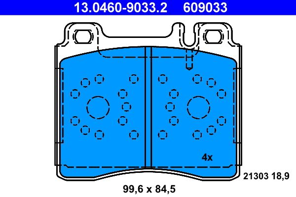 Set of brake linings, disc brake