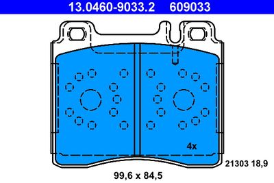 Set of brake linings, disc brake