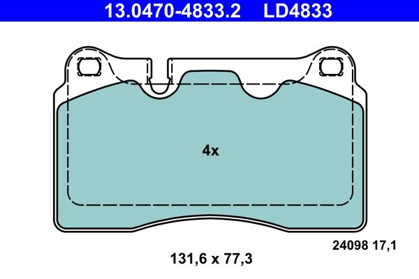 Set of brake linings, disc brake