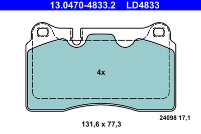 Set of brake linings, disc brake