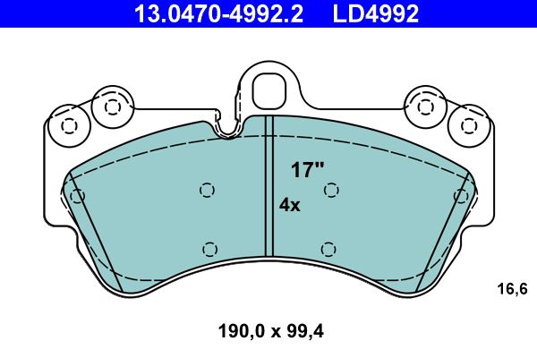 Set of brake linings, disc brake