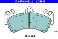 Set of brake linings, disc brake