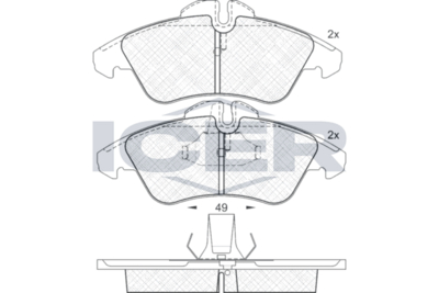 Set of brake linings, disc brake