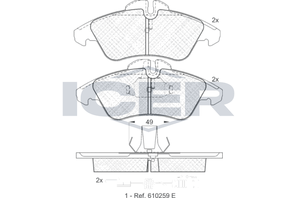 Set of brake linings, disc brake