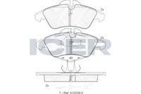 Set of brake linings, disc brake