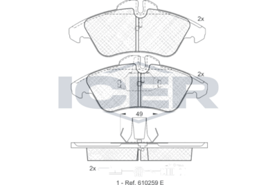 Set of brake linings, disc brake