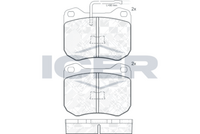 Set of brake linings, disc brake