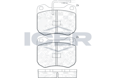 Set of brake linings, disc brake