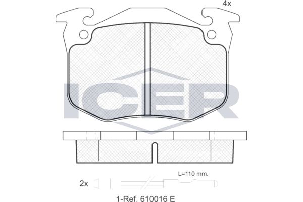 Set of brake linings, disc brake