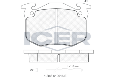 Set of brake linings, disc brake