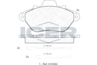 Set of brake linings, disc brake