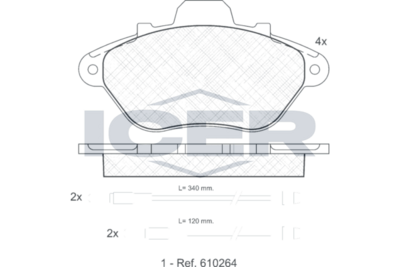 Set of brake linings, disc brake