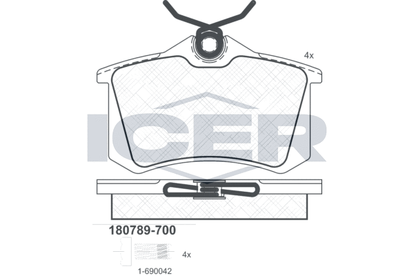 Set of brake linings, disc brake