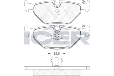 Set of brake linings, disc brake