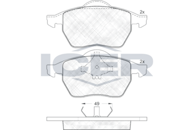 Set of brake linings, disc brake