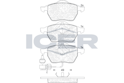 Set of brake linings, disc brake