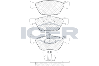 Set of brake linings, disc brake