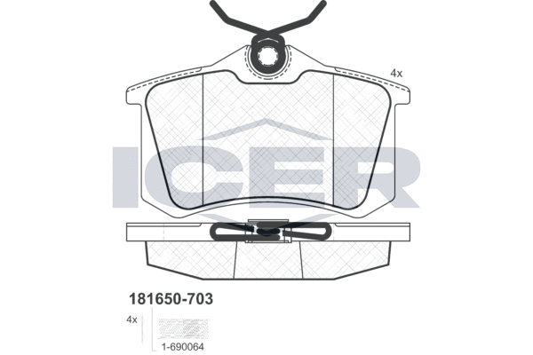 Set of brake linings, disc brake