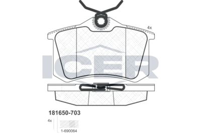 Set of brake linings, disc brake