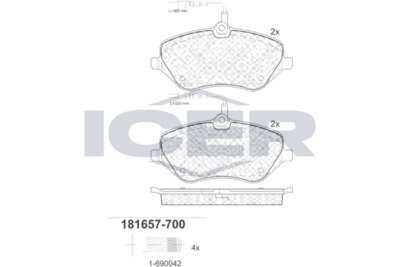 Set of brake linings, disc brake