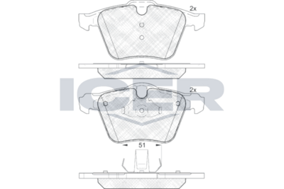 Set of brake linings, disc brake