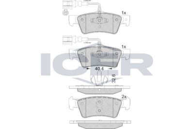 Set of brake linings, disc brake