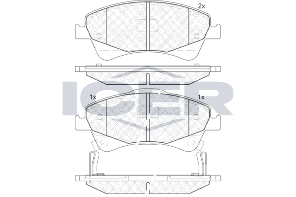 Set of brake linings, disc brake