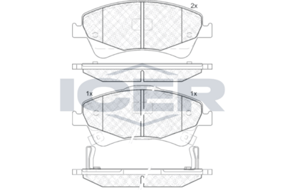 Set of brake linings, disc brake