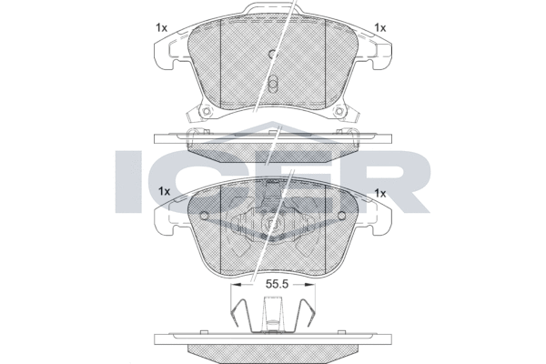 Set of brake linings, disc brake