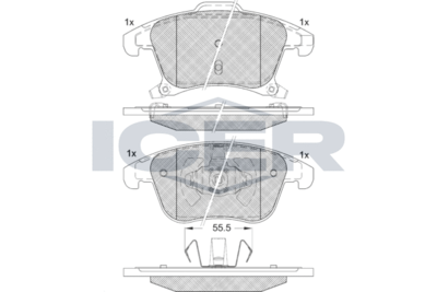 Set of brake linings, disc brake