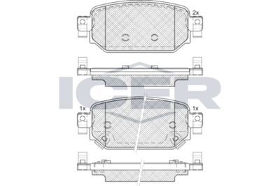 Set of brake linings, disc brake