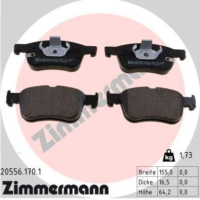 Set of brake linings, disc brake