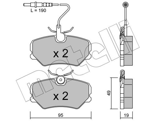 Set of brake linings, disc brake