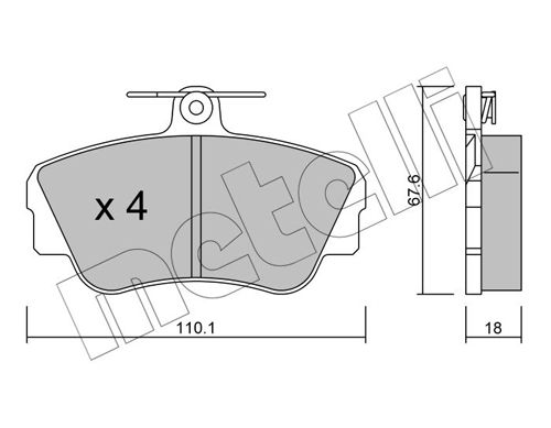 Set of brake linings, disc brake