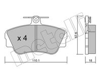 Set of brake linings, disc brake