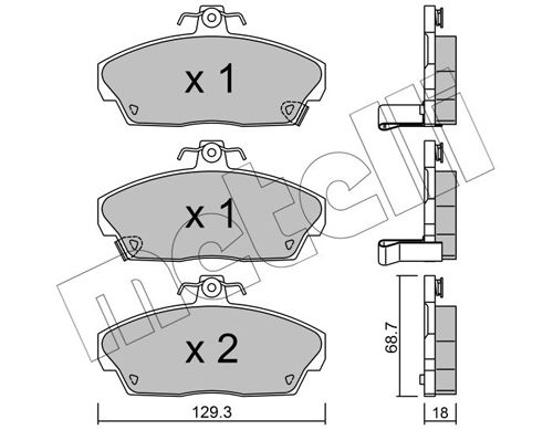 Set of brake linings, disc brake