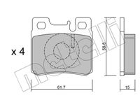 Set of brake linings, disc brake