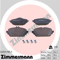 Set of brake linings, disc brake