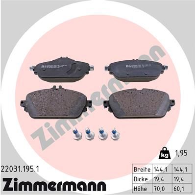 Set of brake linings, disc brake