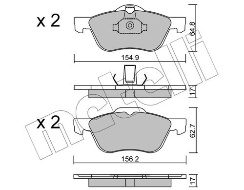 Set of brake linings, disc brake