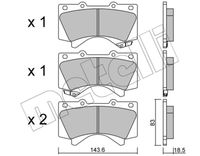 Set of brake linings, disc brake