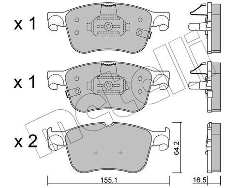 Set of brake linings, disc brake