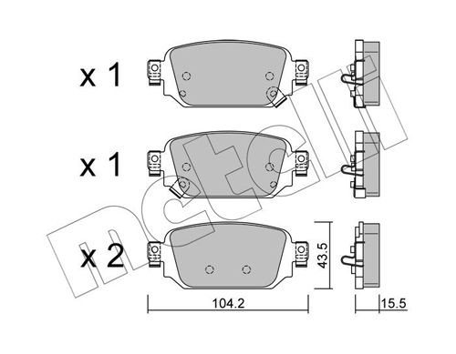 Set of brake linings, disc brake