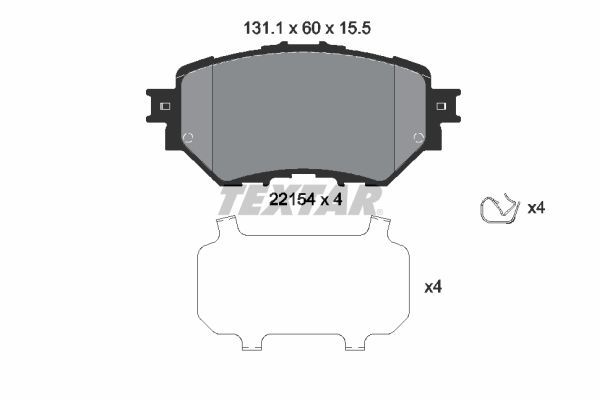 Set of brake linings, disc brake