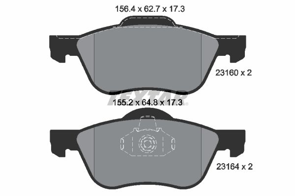 Set of brake linings, disc brake