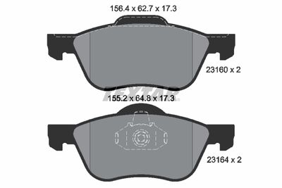 Set of brake linings, disc brake