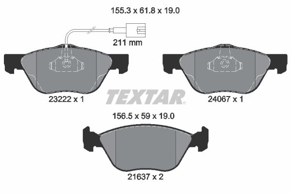 Set of brake linings, disc brake