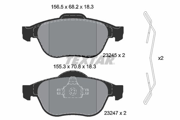 Set of brake linings, disc brake