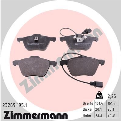 Set of brake linings, disc brake