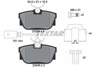 Set of brake linings, disc brake